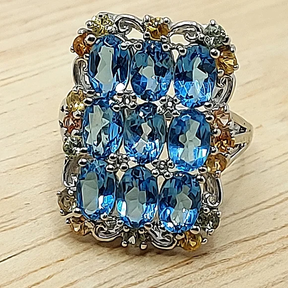 Natural Oval Swiss Blue Topaz 6x4mm Sapphire 925 Sterling Silver Ring Sz 7 - Picture 6 of 13